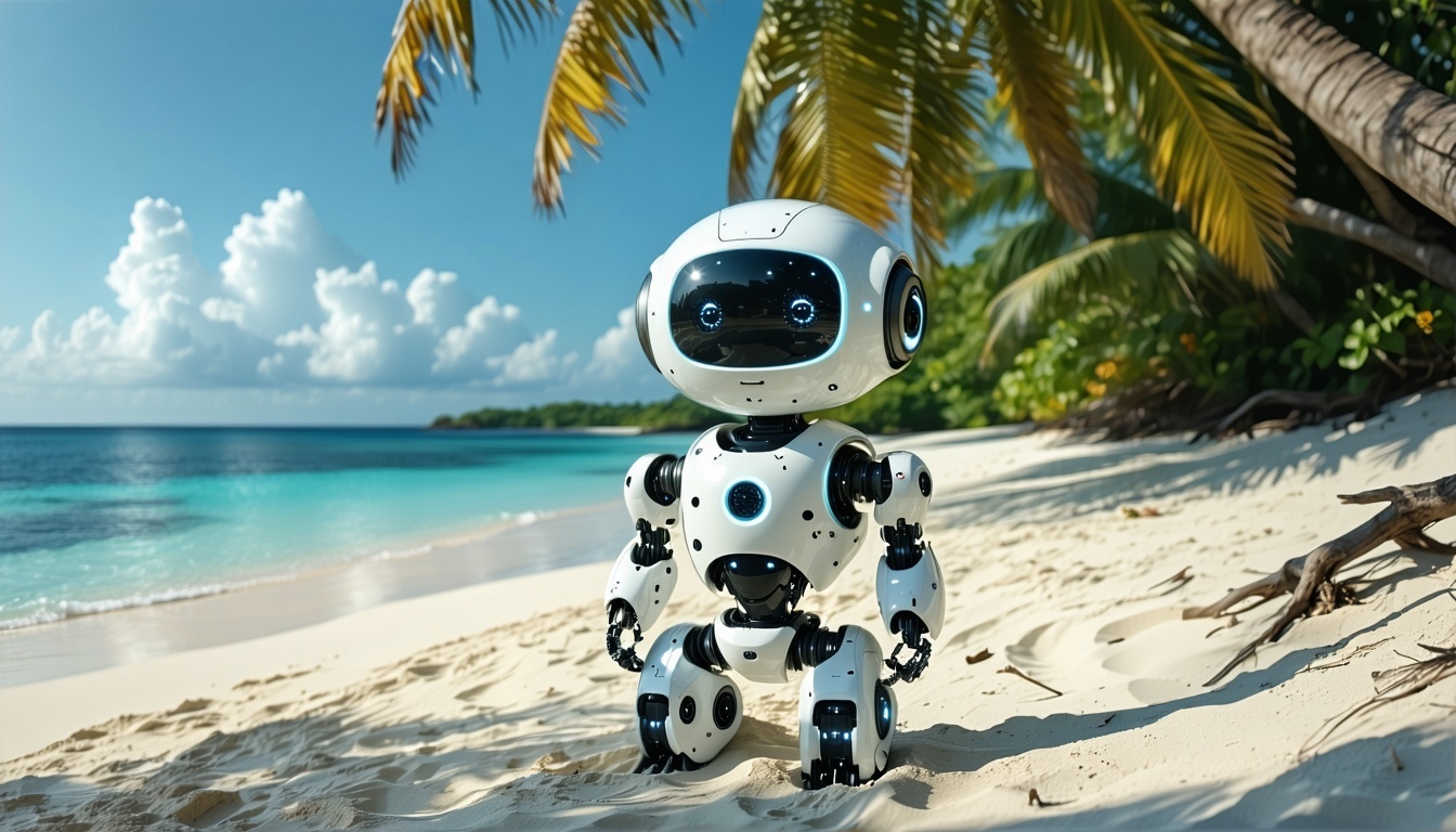 A friendly AI Robot on a tropical island-1 A friendly AI Robot on a tropical island-1